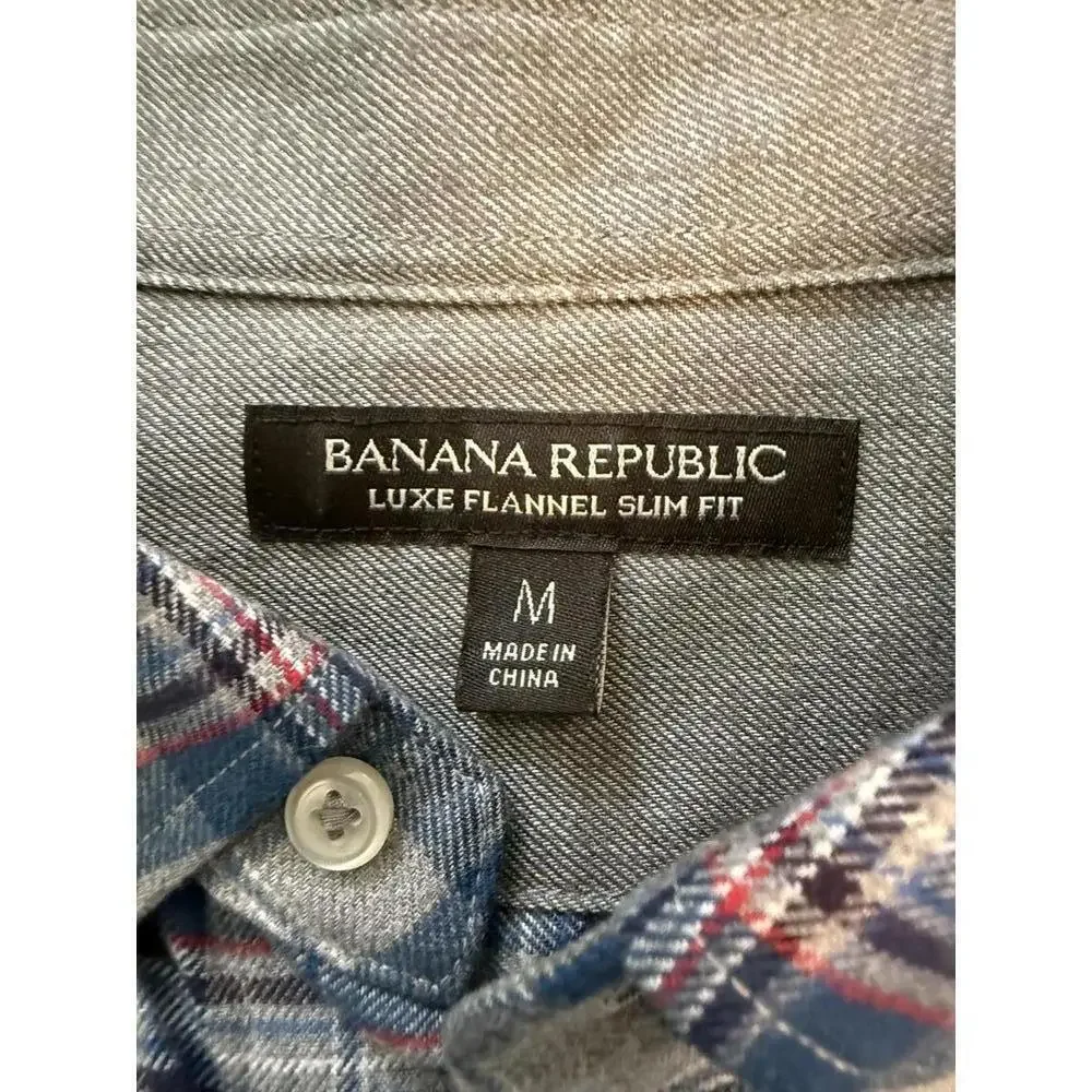 Banana Republic Luxe Flannel Slim Fit M – Blue Plaid